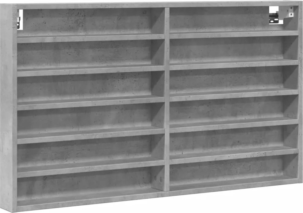 vidaXL betonszürke szerelt fa vitrinszekrény 100 x 8,5 x 58 cm