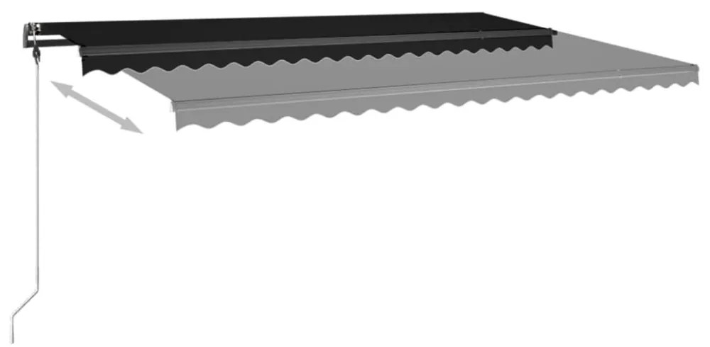 antracitszürke kézzel kihúzható póznás napellenző 500 x 300 cm