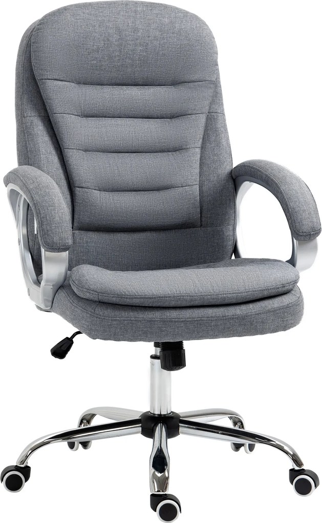 Vinsetto Irodai Szék - Munka Szék, Íróasztali Szék, Forgószék 360° Ergonomikus Hintázó Funkcióval, Magasság Állítható Szürke Vászon, 64 x 75 x 111-121