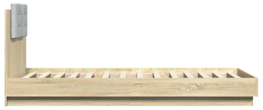 sonoma tölgy színű szerelt fa ágykeret fejtámlával 90 x 200 cm