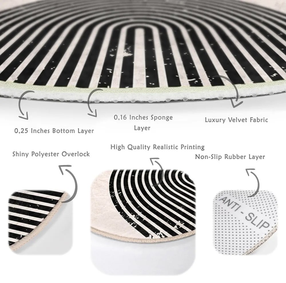 Narancssárga-krémszínű mosható-robotporszívóval tisztítható kerek szőnyeg ø 80 cm Comfort – Mila Home