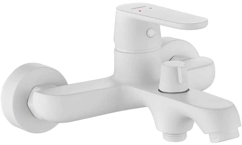 Kuchinox Dima, falra szerelhető fürdőkád csaptelep kerámia zuhanyterelővel, fehér matt, LAV-BQD_610D