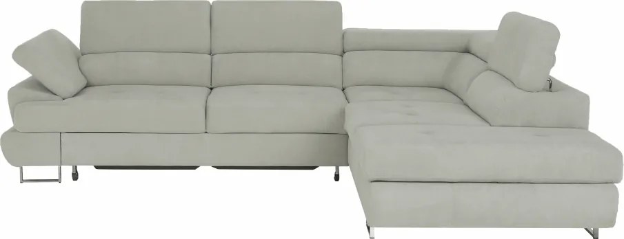 Ülőgarnitúra tárolóhellyel, világosszürke, szövet, jobbos, BUTON R