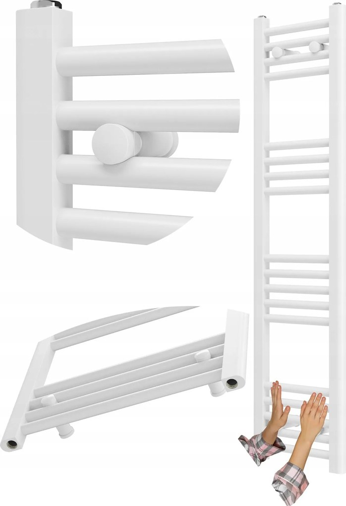 Fürdőszobai Radiátor Fehér Létra 30x120 cm Radiátor Szerelés 180° Breno