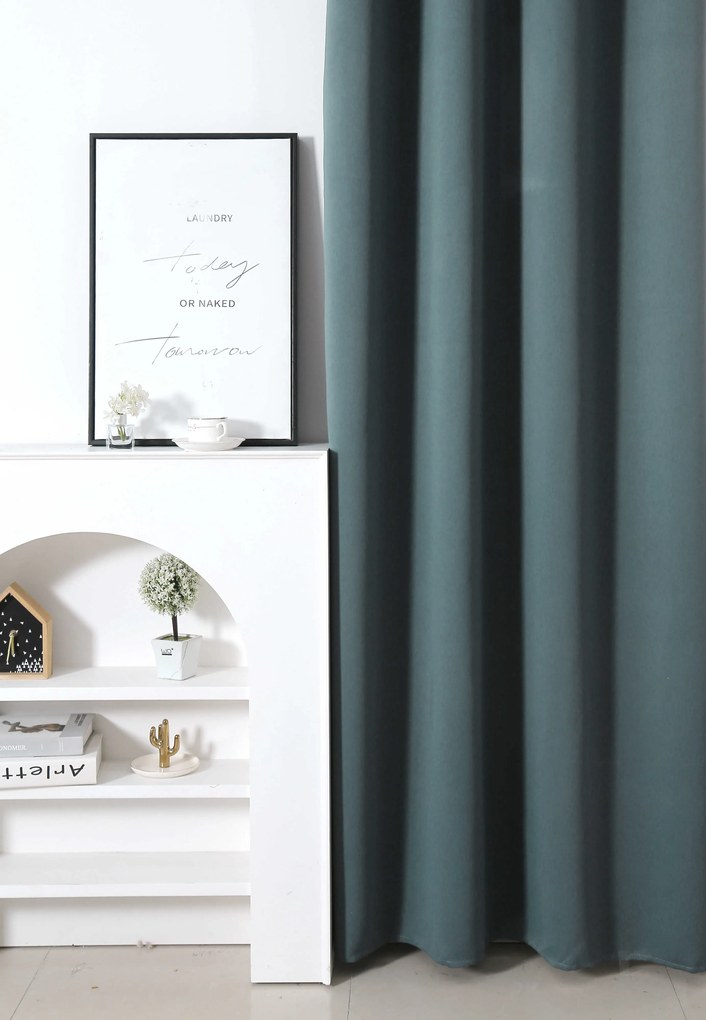 Kékeszöld függöny OXFORD 140x250 cm Felfüggesztés: Hullámos sínszalag