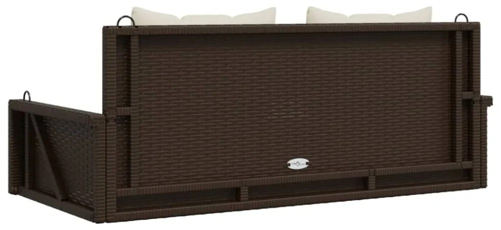 barna polyrattan hintapad párnával 119 x 56 x 48 cm