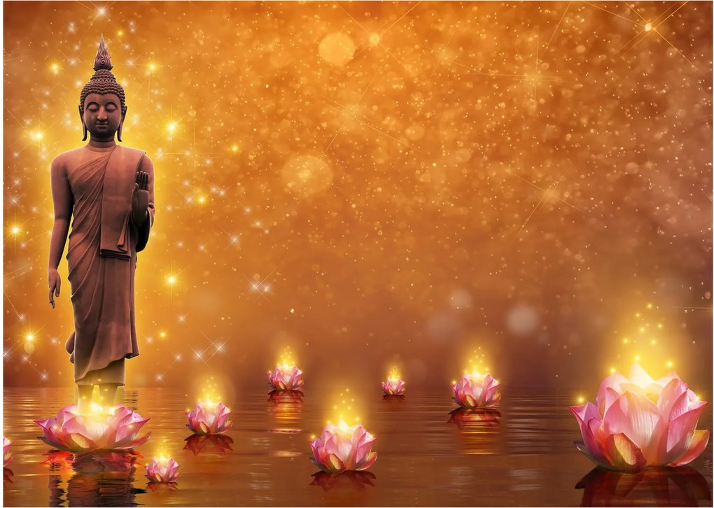 Kép - Buddha arany csillogással (üvegen) (70x50 cm)