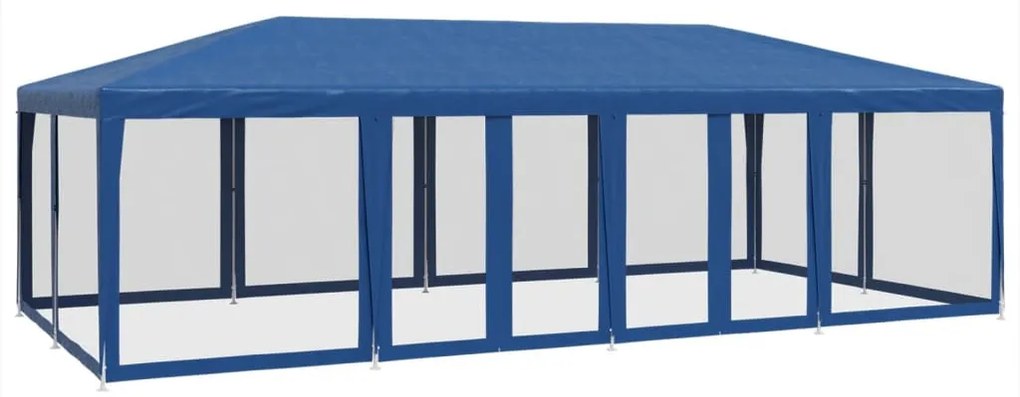 kék HDPE rendezvénysátor 12 hálós oldalfallal 8 x 4 m