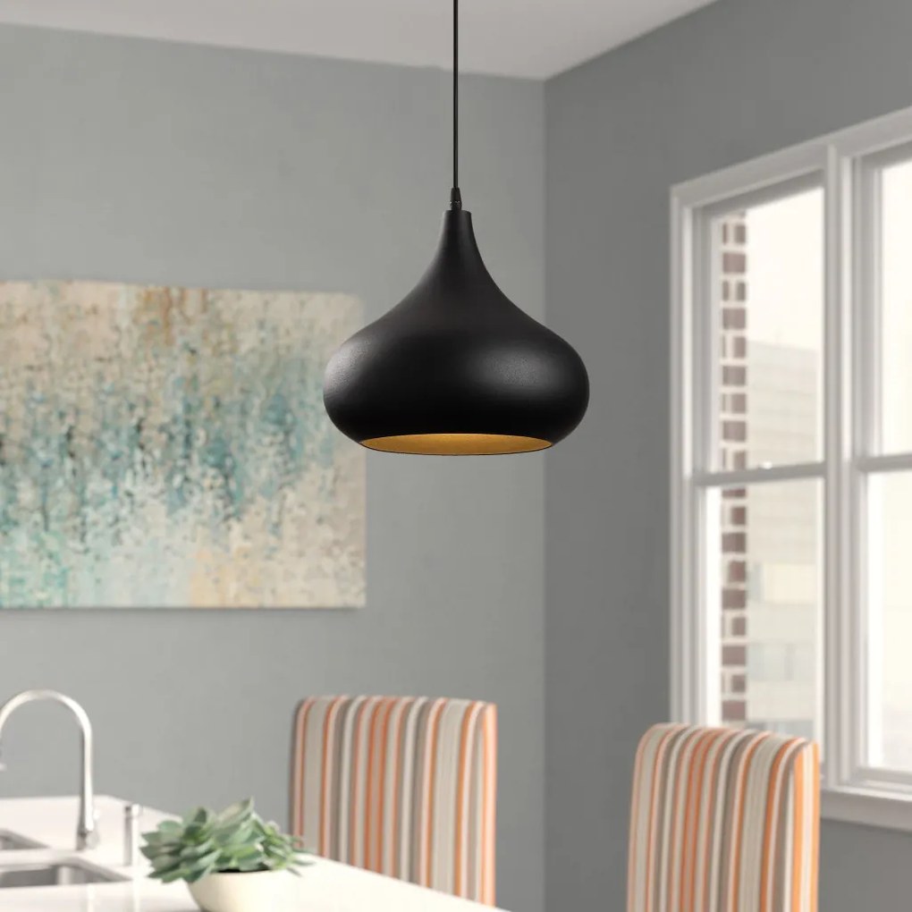 Sağlam 3774 fekete-arany fém függőlámpa, Ø30 cm