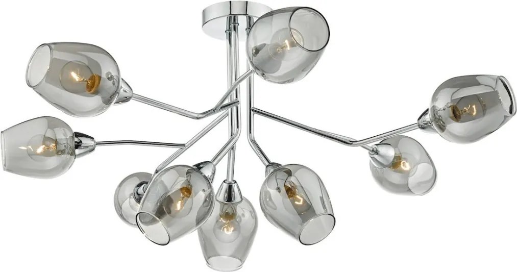DAR LIGHTING ELO1310 ELOISE Mennyezeti Csillár Füstös, Csiszolt Króm E14 IP20