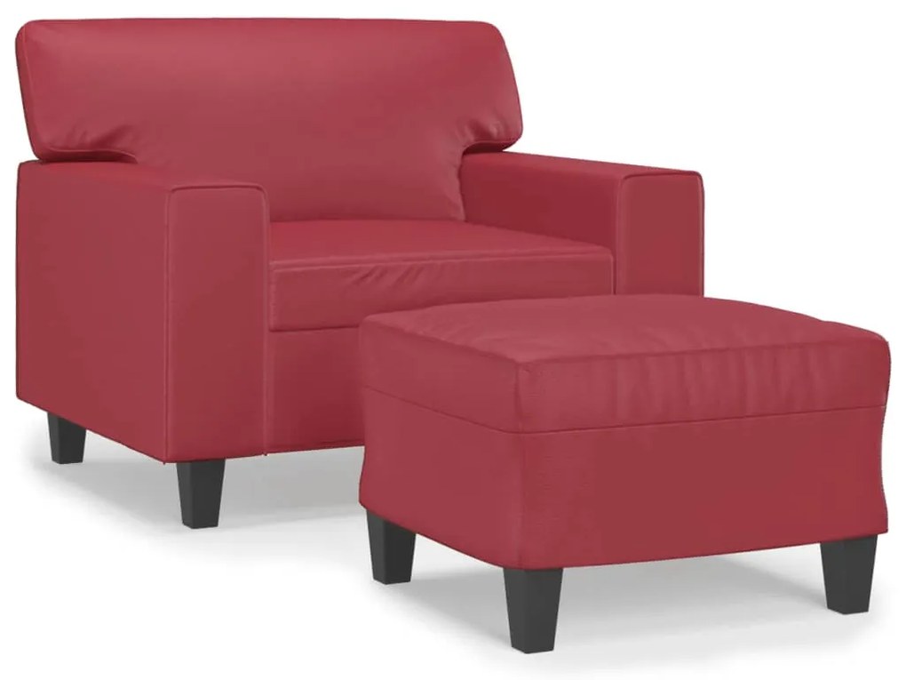 vidaXL bordó műbőr kanapéfotel lábtartóval 60 cm