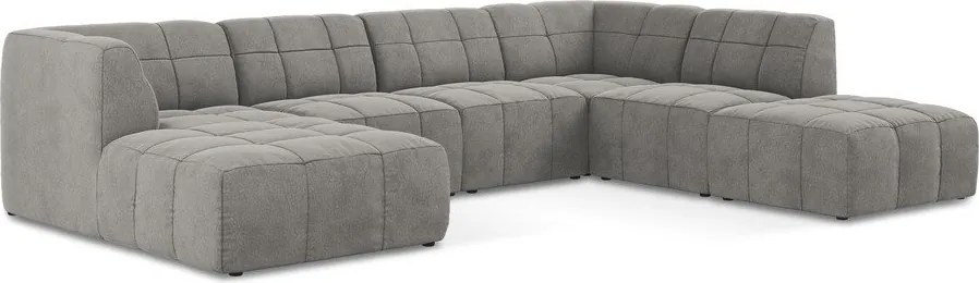 Szürke bársony sarokkanapé (U alakú) Aloha – Makamii