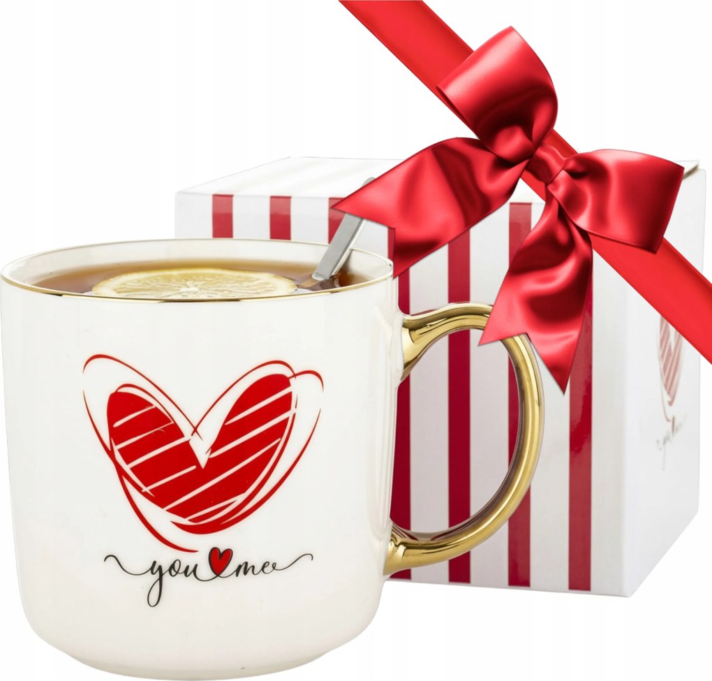 Nagy porcelán bögre Valentin napi ajándék dobozban 385 ml