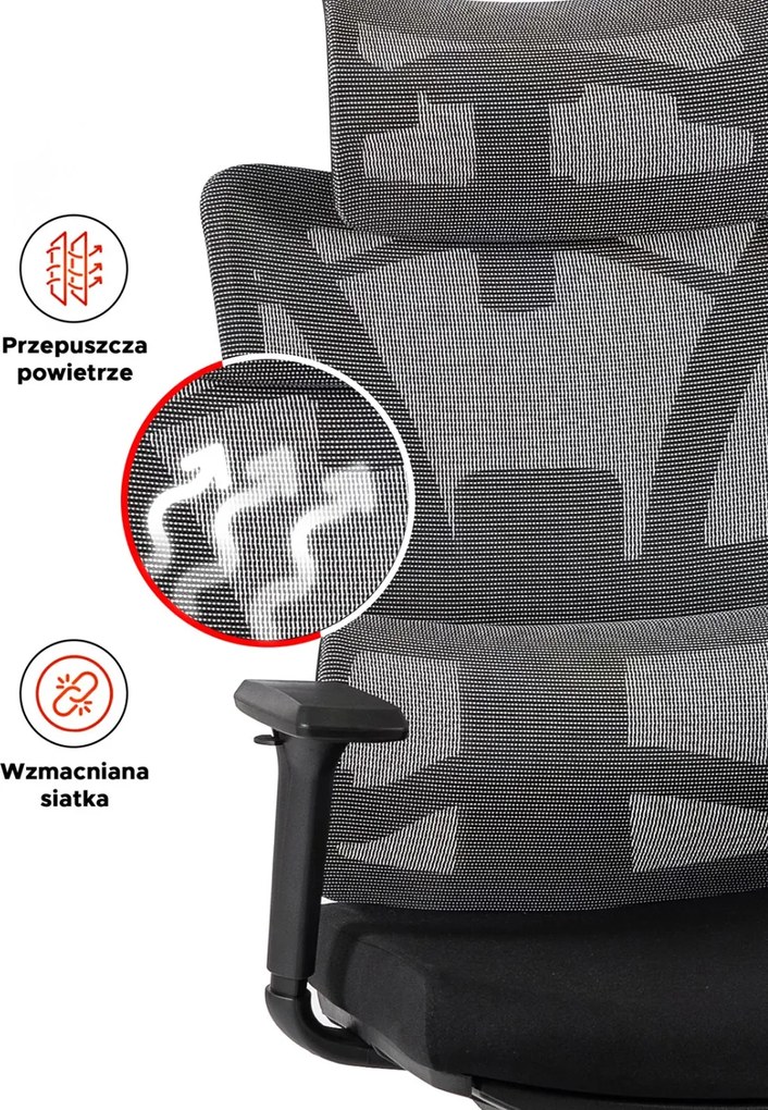 DELSIN forgószék ergonomikus fekete lábtartóval
