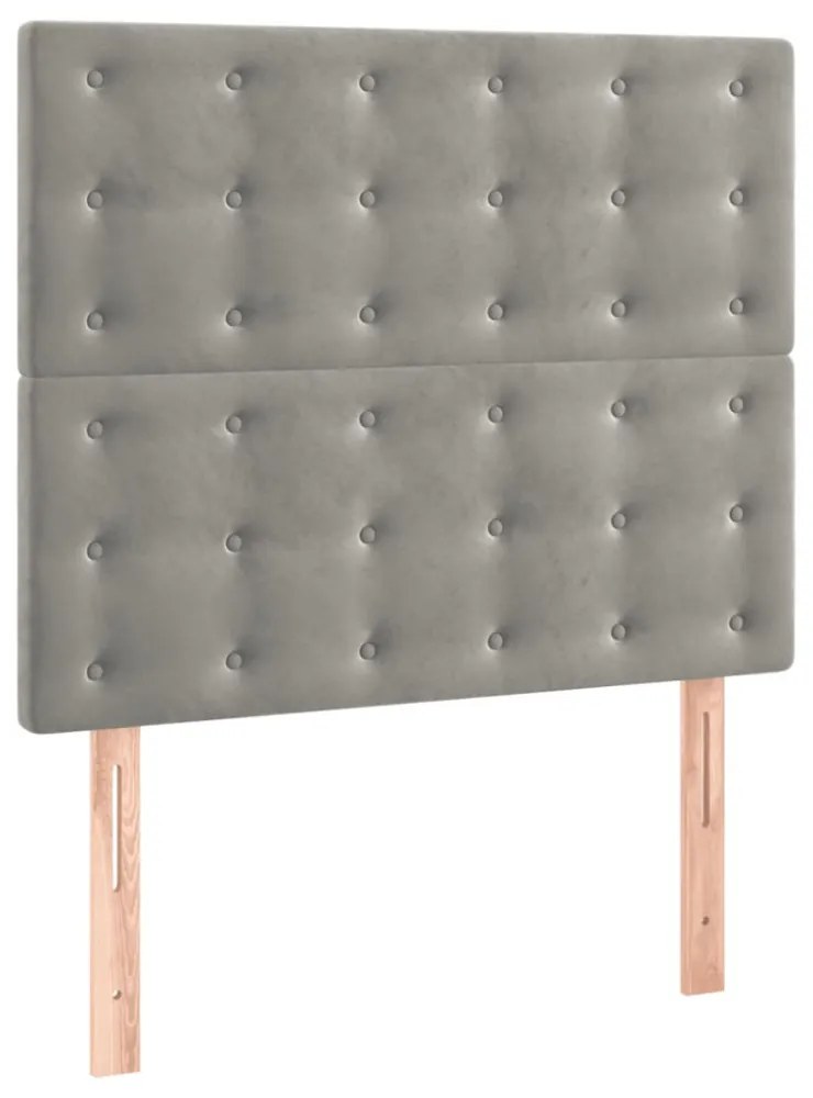 világosszürke bársony rugós és LED-es ágy matraccal 120x200 cm