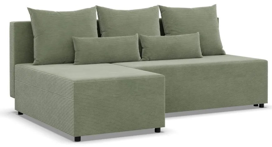 Nobu sarokkanapé, kordbársony, univerzális oldal, zöld