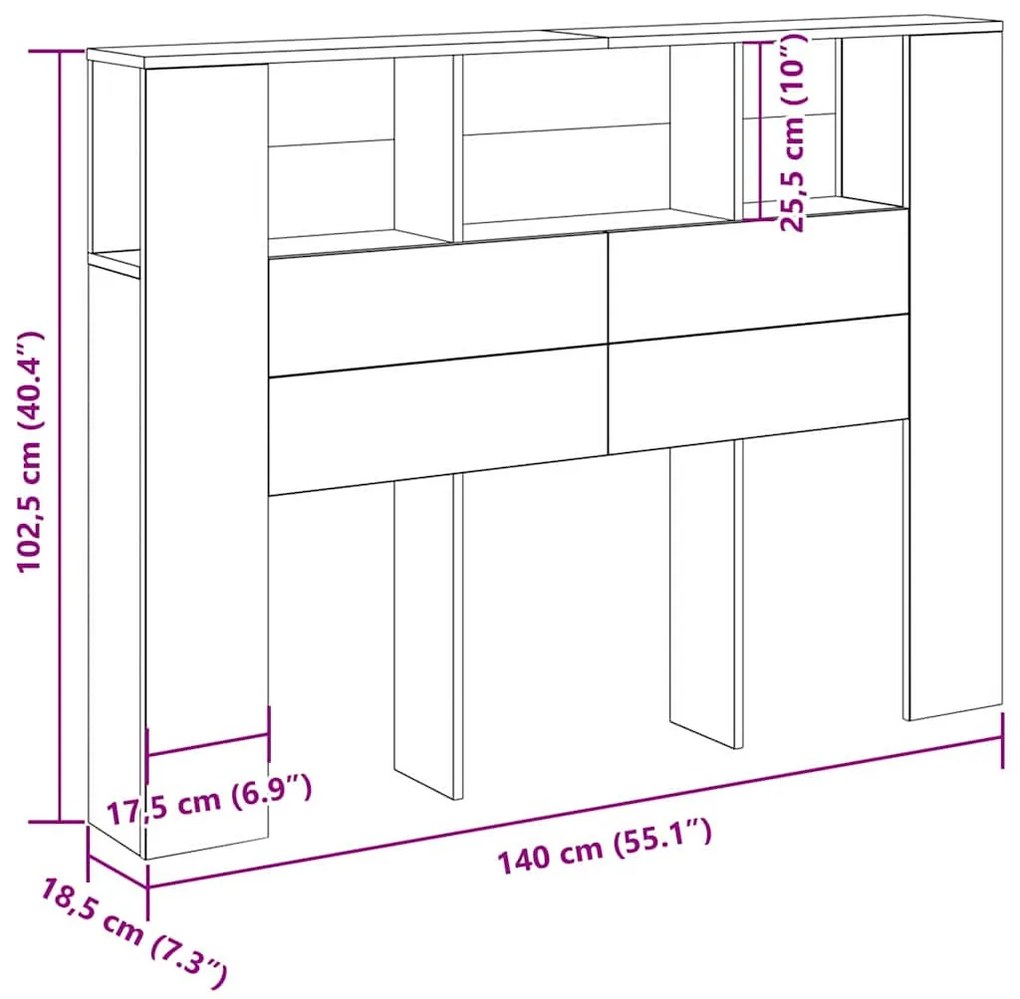 Fejhajtó szekrény Musta tammi 140 x 19 x 104.5 cm Faanyag