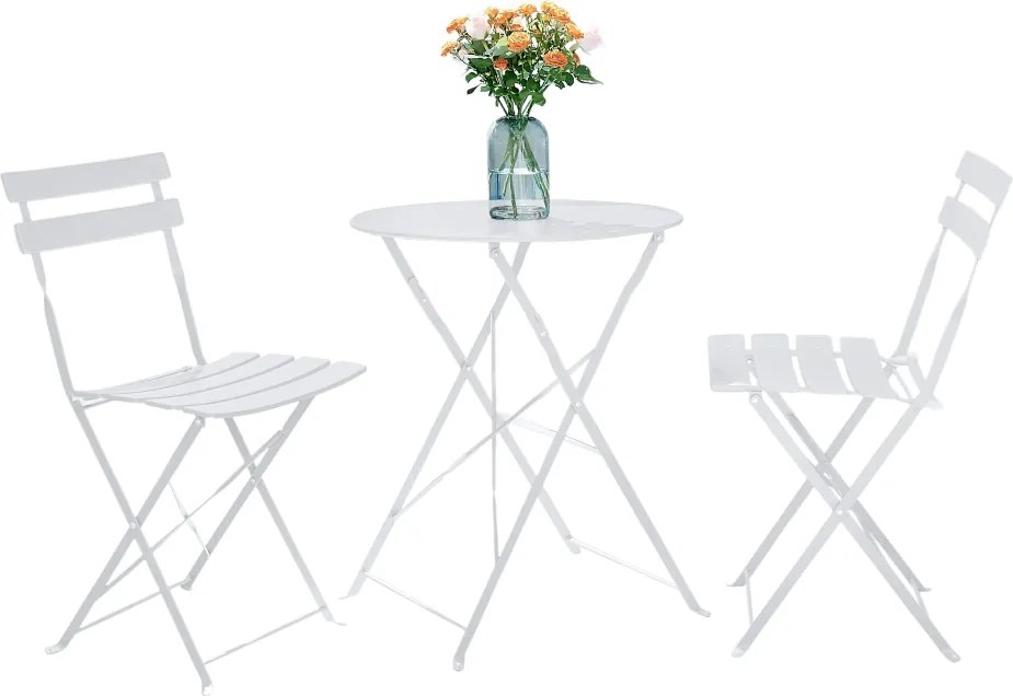 Kerti szett 1+2, fehér, acél, OBAX