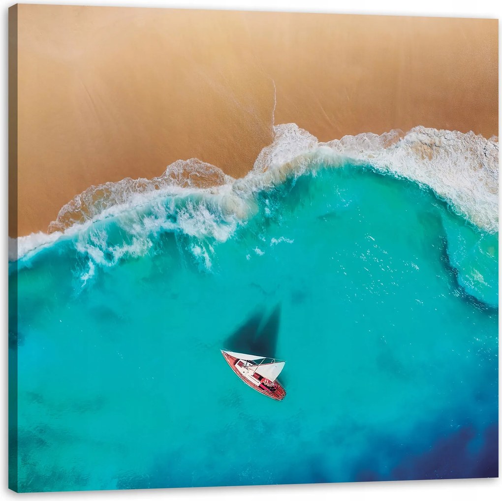 Vászonkép Vitorlás Víz Hullámok Part 50X50 cm Ideális ajándék