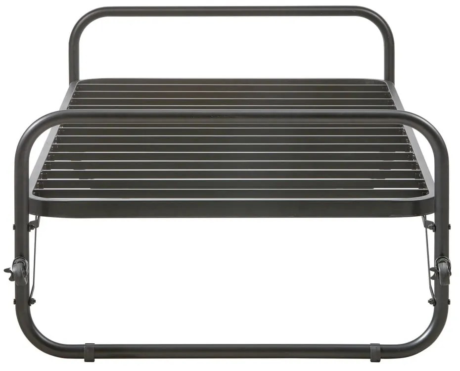 Fekete fém összecsukható egyszemélyes ágy ágyráccsal 90x200 cm Lucy – WOOOD