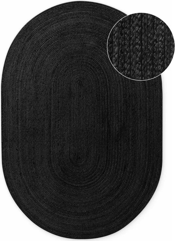 Fekete kétoldalas-kézi szövésű juta szőnyeg 160x230 cm Braided – Hanse Home