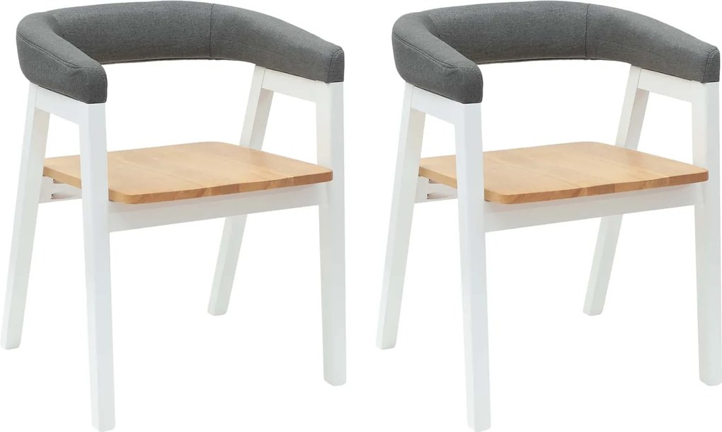 vidaXL Étkező Székek 2 pcs Fehér 54 x 57 x 73 cm Tömör Gumi Fa