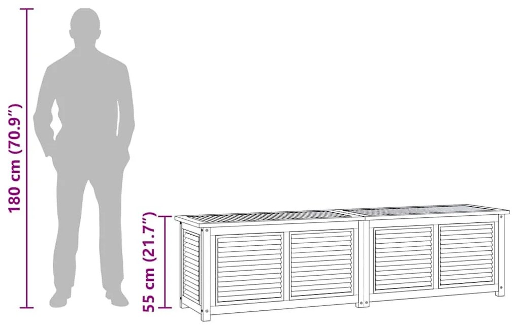 tömör tíkfa kerti tárolóláda zsákkal 200 x 50 x 55 cm