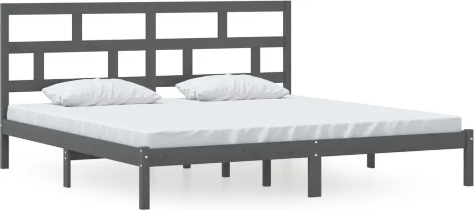 vidaXL szürke tömör fenyőfa ágykeret 200 x 200 cm