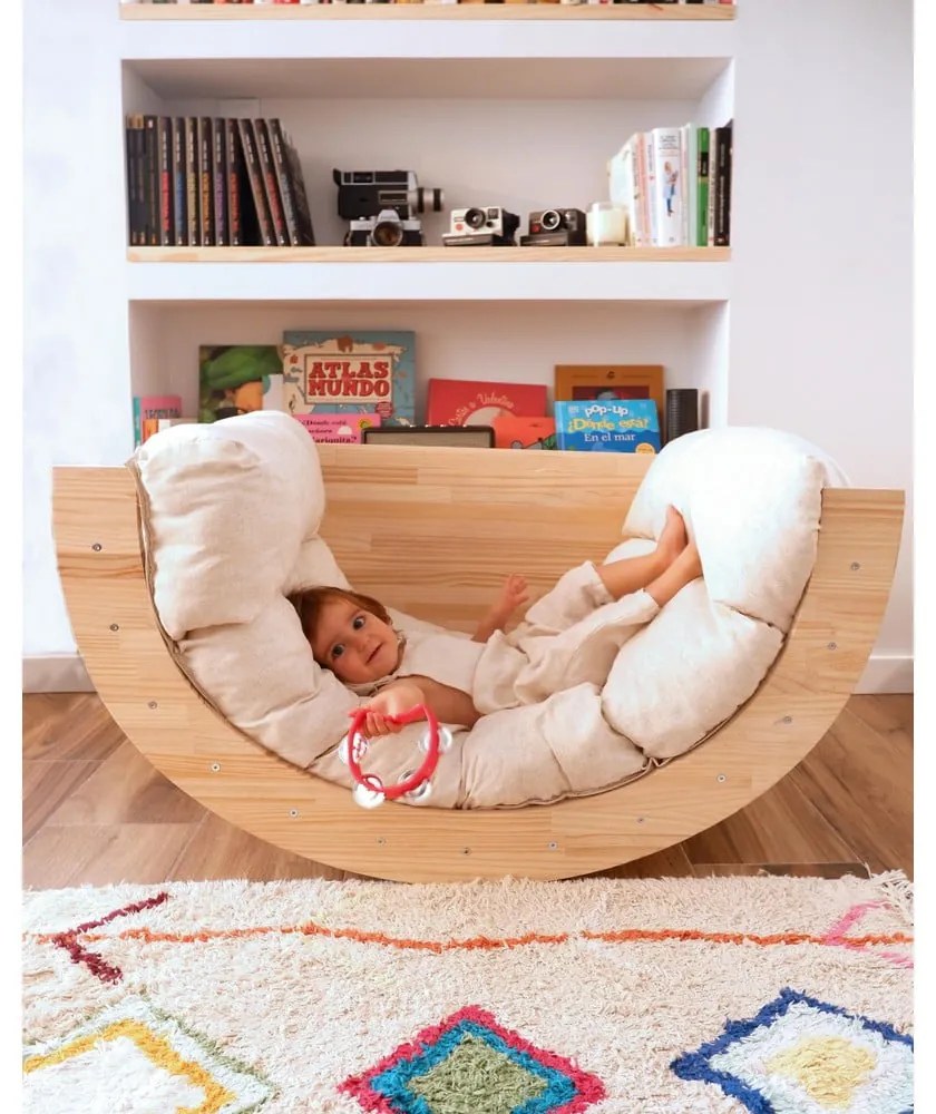 Natúr színű borovi fenyő hinta 60x100x60 cm Montessori – Little Nice Things