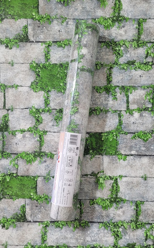 Fali tapéta, tégla, növényzet, 3D hatás, L56804