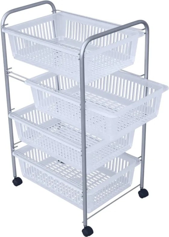 SuperJumbo fehér állvány kosarakkal, 78 x 46 cm - Metaltex