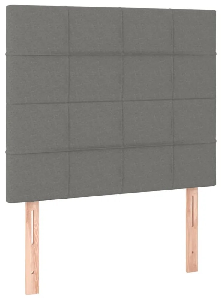 sötétszürke szövet rugós és LED-es ágy matraccal 90x190 cm