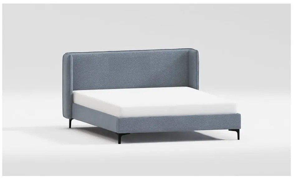 Kék kárpitozott egyszemélyes ágy ágyráccsal 90x200 cm Basti – Ropez