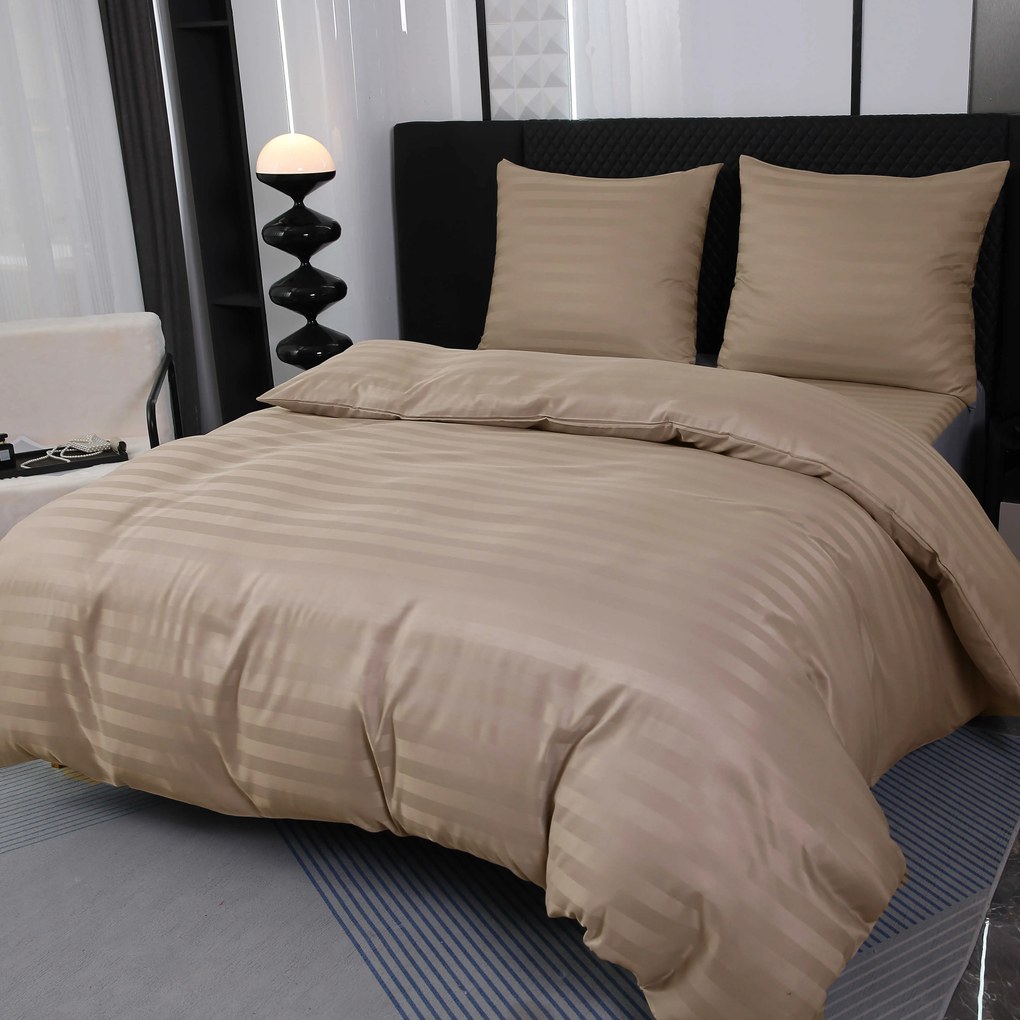 JASMINE mikroszálas szállodai ágyneműhuzat, bézs – 2 cm-es csíkos Ágyneműhuzat mérete: 70 x 90 cm | 140 x 200 cm