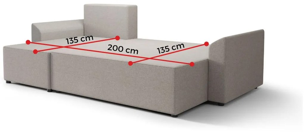 LORINA ágyazható sarok ülőgarnitúra, 230x89x140, kornet 02