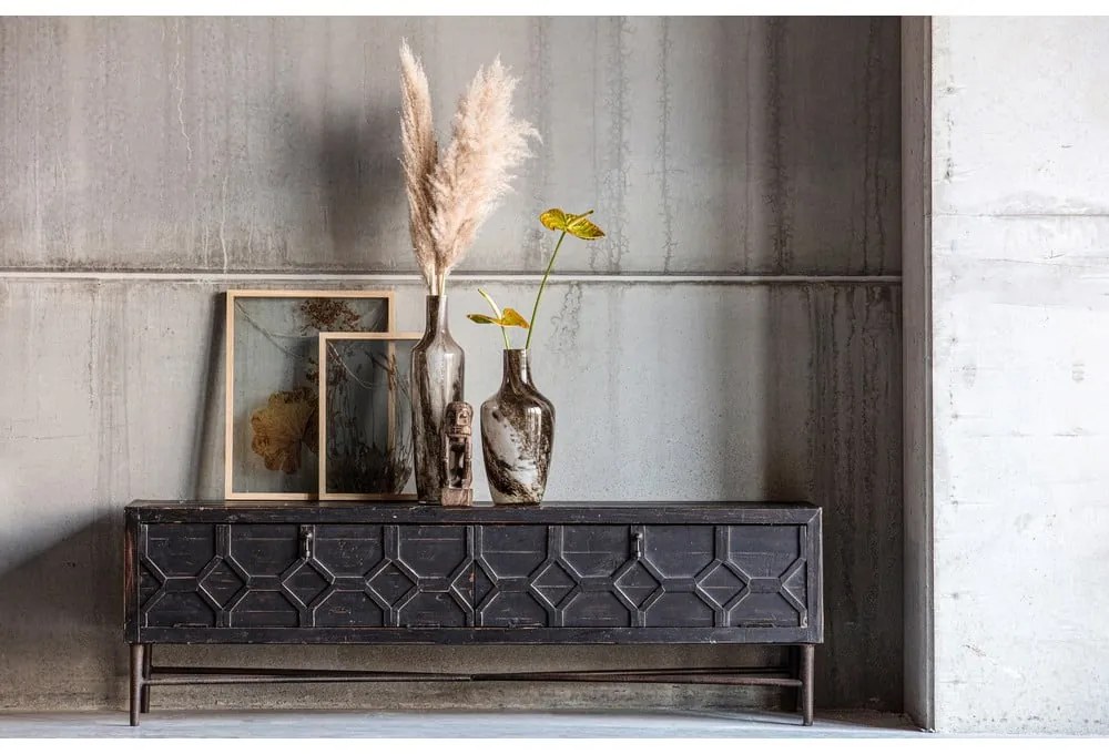 Fekete újrahasznosított fa TV-állvány 160x50 cm Bequest – BePureHome