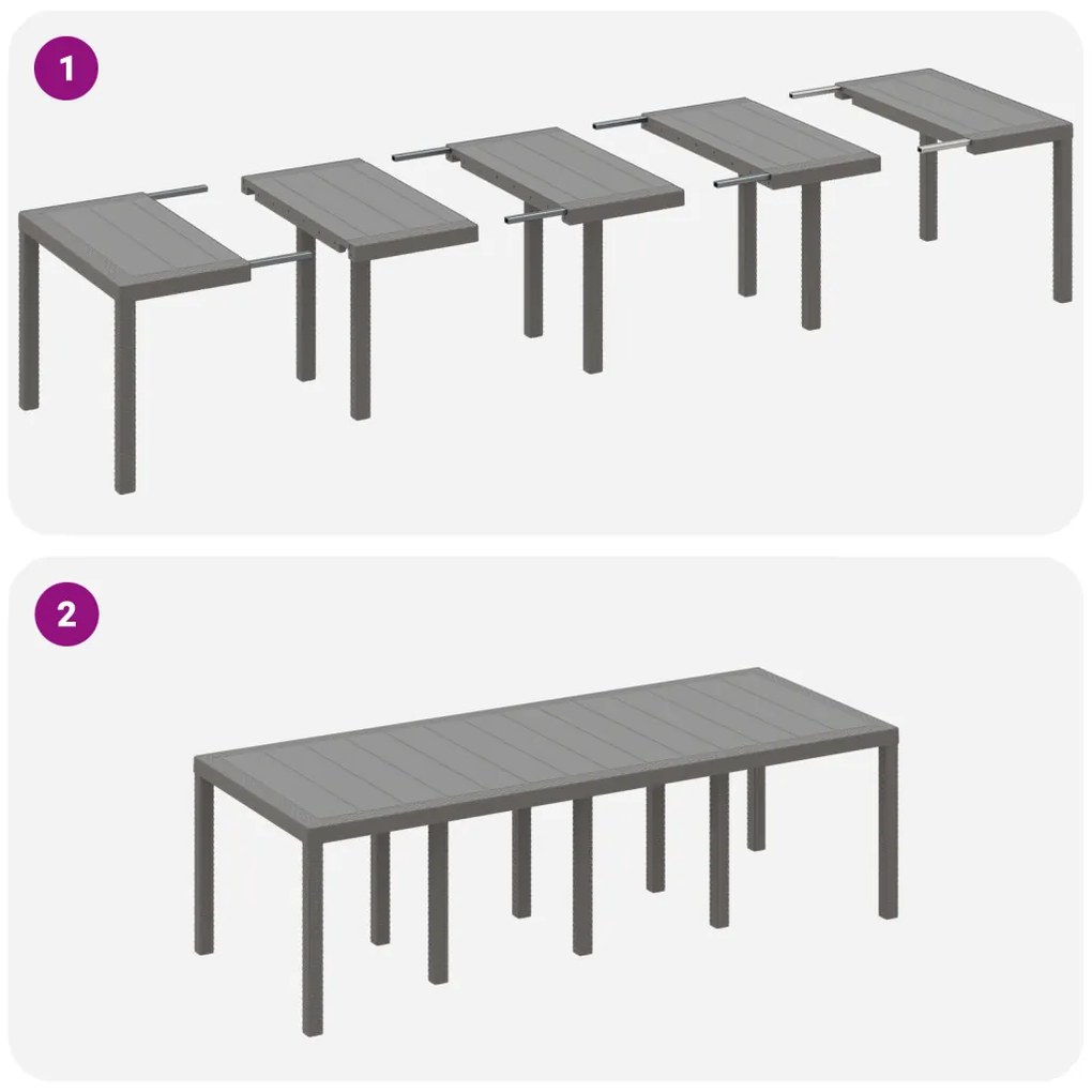 9 Részes Kert Étkező Szett párnákkal Fehér Poly Rattan