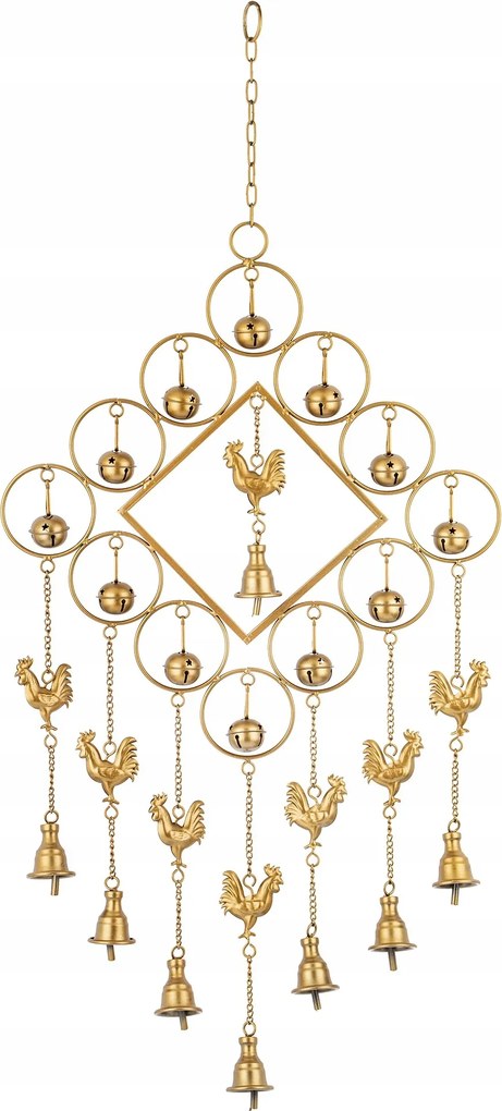 Csengő szélcsengő kerti fém lógó arany dekoráció