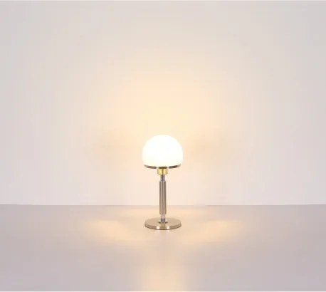 Globo 21954C Asztali lámpa fém nikkel matt, fém krómozott, fehér színű üveg búra, fekete textil kábel, billenőkapcsoló a kábelen, ø: 180mm, M: 400mm, kábel hossza 1500mm, 1x E27 40W 230V izzó nélkül