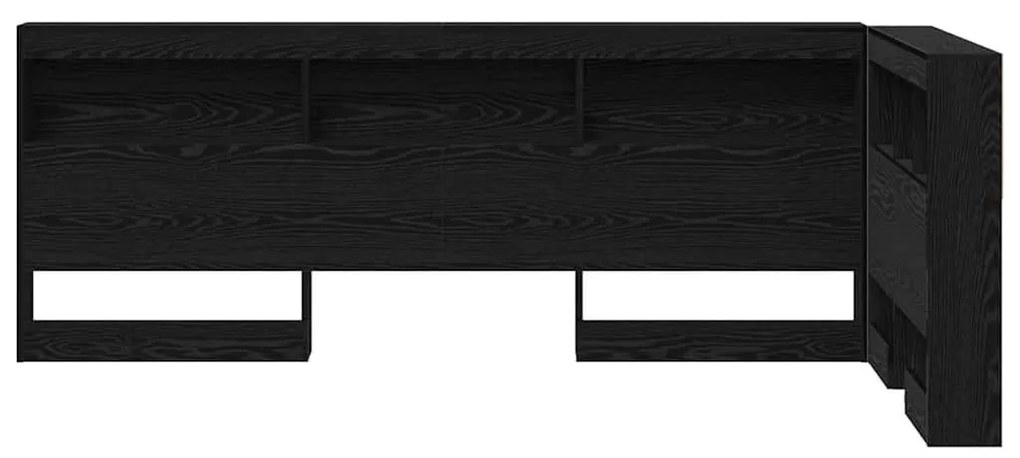 Tároló fejtámla polcokkal fejtámlával Musta tammi 80 cm Faanyag