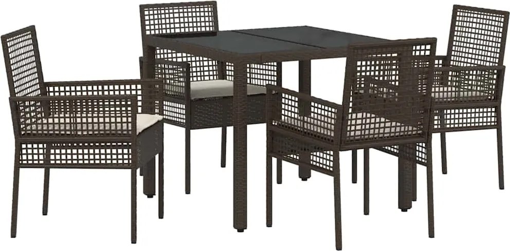 vidaXL Kert étkező szett 5 pcs Barna polirattan