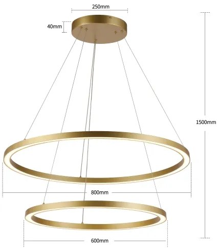 Brilagi - LED dimmelhető kábelre függesztett csillár PORTOFINO LED/98W/230V átm. 80 cm arany +távirányító