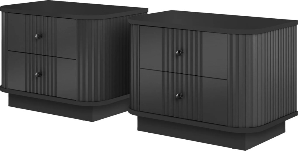 Vesper éjjeliszekrény készlet 2 db-os 56 cm - fekete / arany fogantyúk