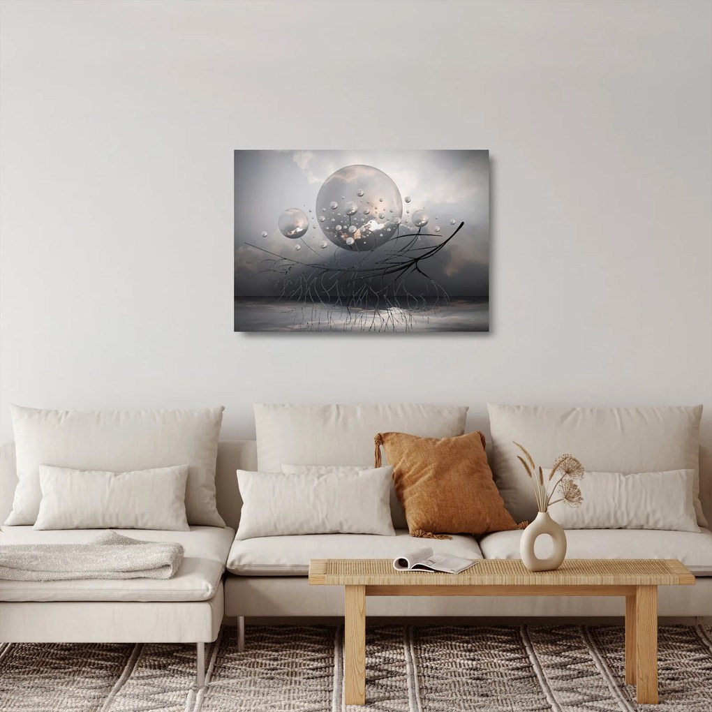 Absztrakt gömbök képe (üvegen) (70x50 cm)