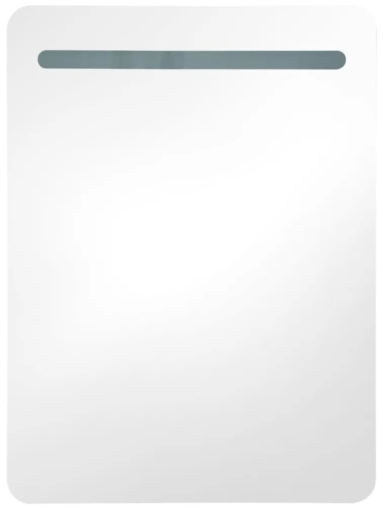 szürke LED-es tükrös fürdőszobaszekrény 60 x 11 x 80 cm