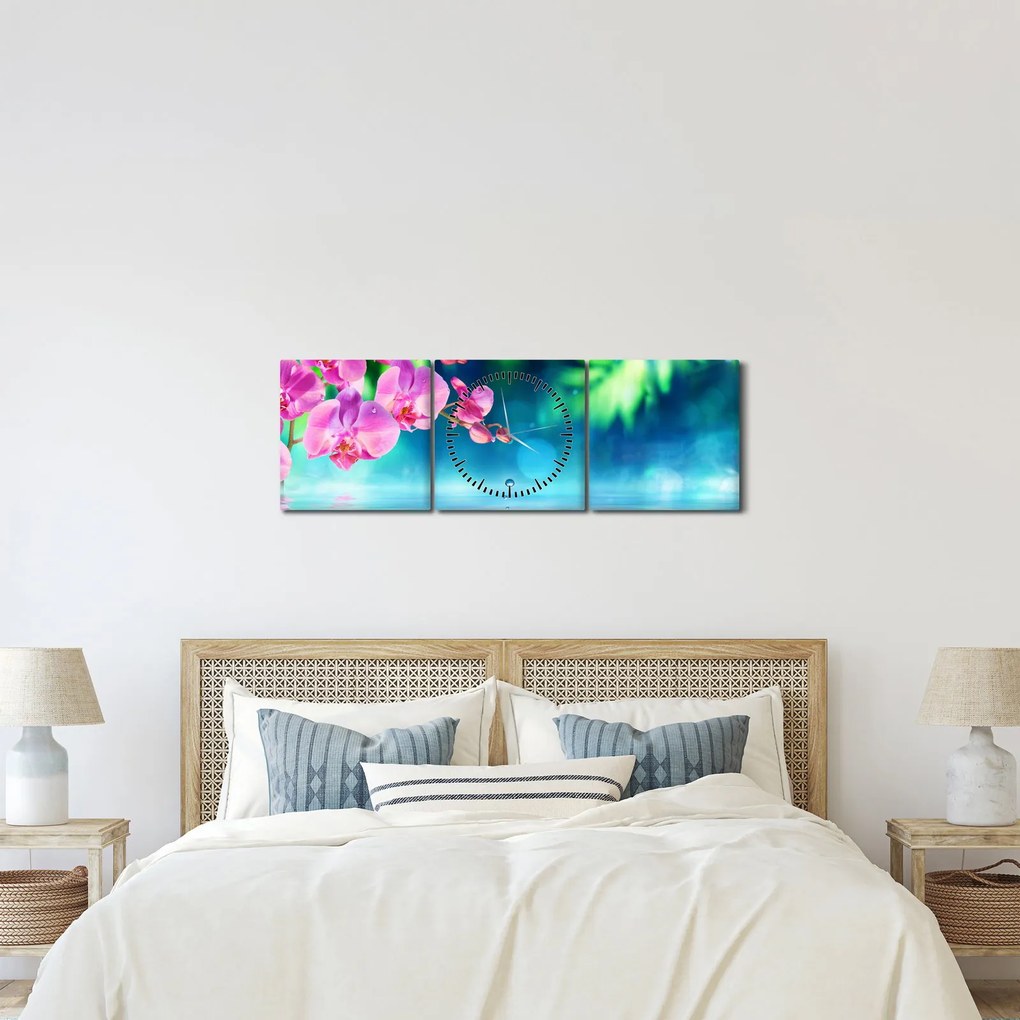 Kép - Orchidea (órával) (90x30 cm)