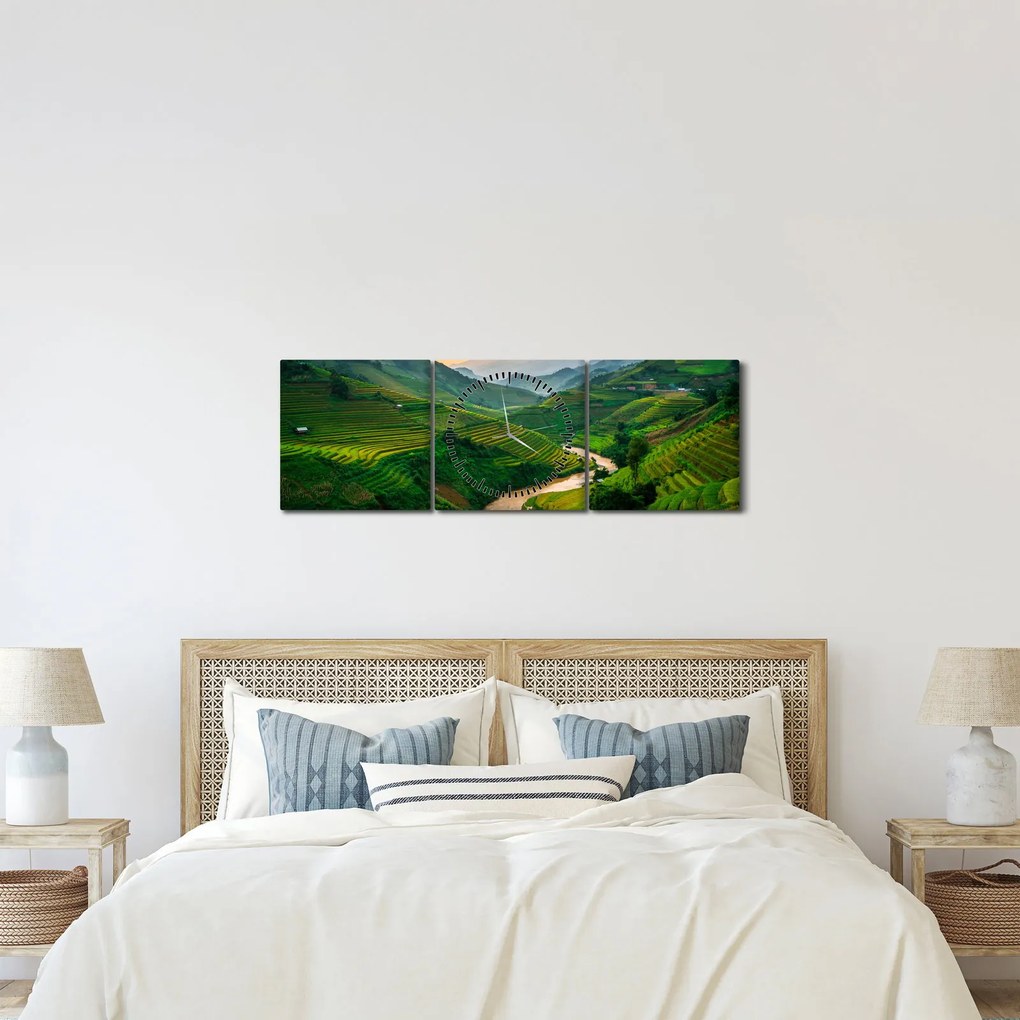 Kép - Rizsteraszok II. (órával) (90x30 cm)