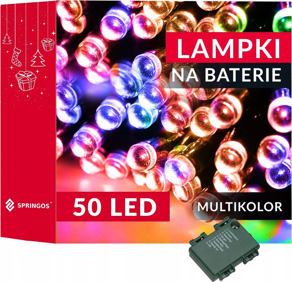 Karácsonyfa Lámpa Kültéri/beltéri 5m 50 Led Távirányító 8 Funkció Multikolor IP44