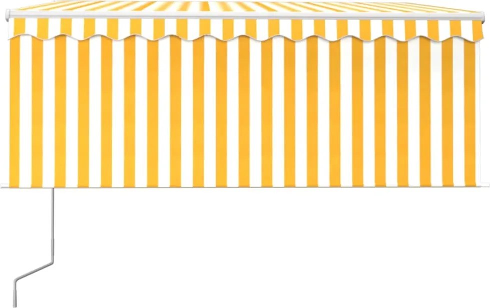 Sárga-fehér LED-es, szélérzékelős napellenző redőnnyel 3,5x2,5m