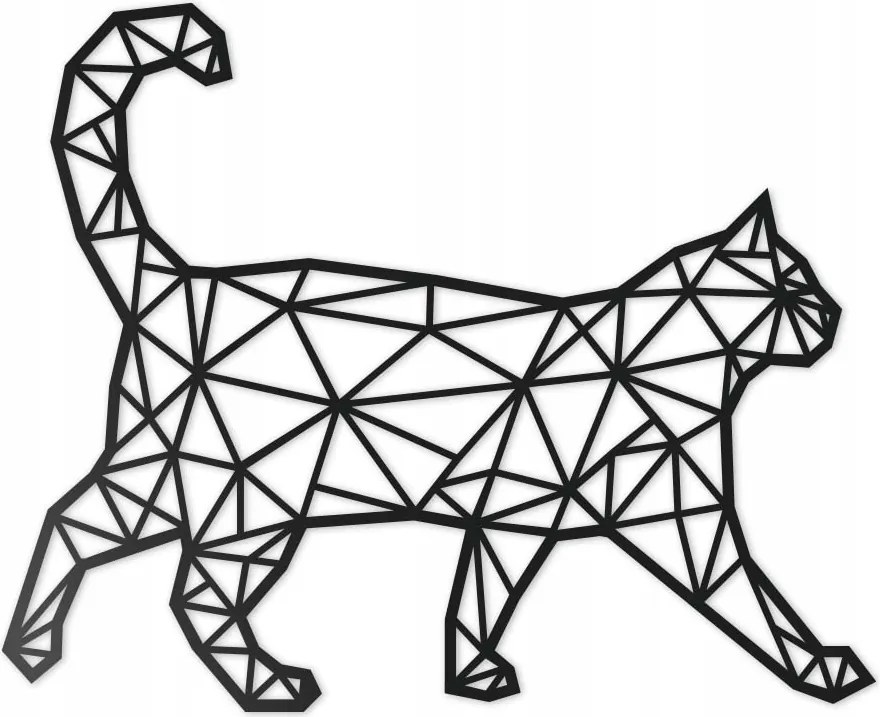 Macska Geometrikus fali dekoráció kép 30cm 3D